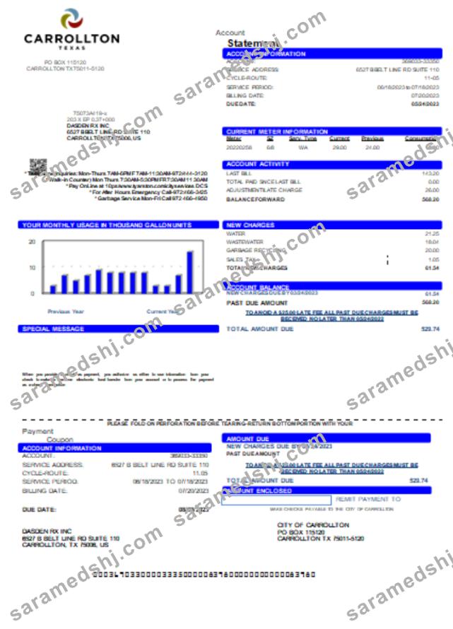 City of Carrollton utility business bill, SCR